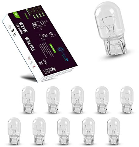 LIGHTWORLD24 – Set da 10 Lampadine W21W T20 12V 21W | Alogene per auto | Attacco 7440 W3x16d | Estremamente durevoli | Per luce freno, retromarcia, frecce