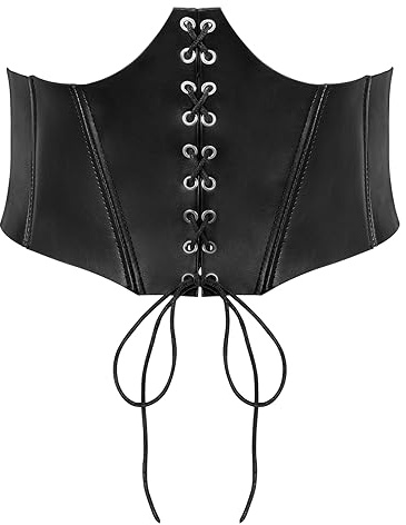 SUOSDEY Lace-up Cinch Bustiers Corset Belt for Women, Elastic Tie Waspie Wide Costume Waist Belt for Renaissance Halloween,black