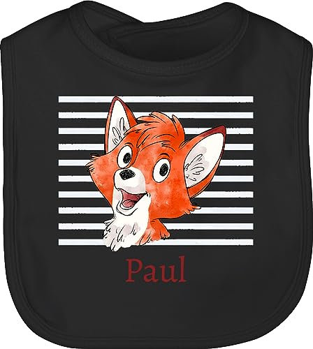 Baby Lätzchen - Süßer Fuchs - Jungen Geschenk Fox - Unisize - Schwarz - +mit+fuchs fuchsmotiv latz personalisieren babylatz füchse füchsen füchslein name motiv und