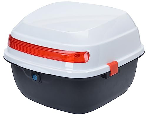 JUNNIU Elektrischer Fahrradkofferraum, Motorrad-Heckbox, rechteckiges Gepäckbox-Topcase mit Sicherheitsschloss, Top-Lock-Aufbewahrungskoffer/Weiß Decoration