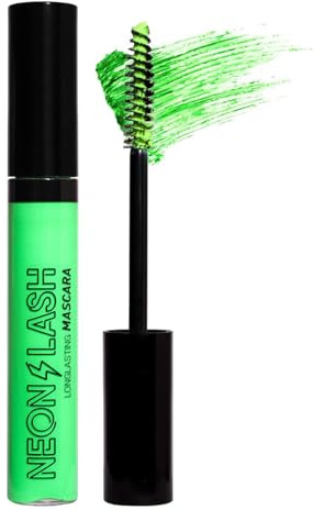 UV Glow Mascara Grün, Regenbogen Farbe Fluoreszenz Wimpern, Neon bunt wasserdicht, Verlängerungen Wimpern Curling Halloween Festival Party Bühne Verwendung(#2 Grün)