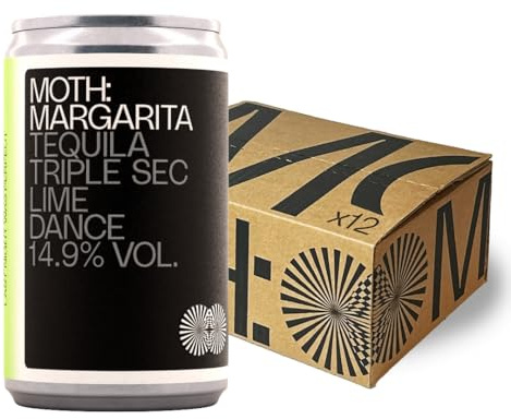 MOTH Margarita Cocktails Ready To Drink Pre-Mixed Cans, 12 x 125ml | 14.9% ABV, Tequila, Triple Sec & Lime, Fresh and Sharp, Bar Strength