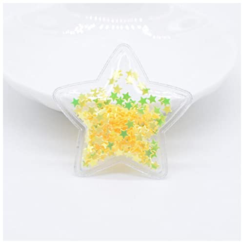 FnnEmg Bügelflicken 32 stücke 36mm Glitter Stern transparente Kunststoff füllung Pailletten appliquen for DIY. Headwear Hair Clips Bow Decor Accessoire Patches Flicken Zum Aufbügeln (Size : Yellow)