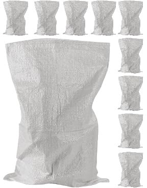 A&A SUPPLIES UK - Gewebte Müllsäcke für Bauschutt, weiß, 50 x 80 cm – robuster Gartenabfallsack – robuster Polypropylen, Polypropylen, Jumbo-Sack, 50 x 76,2 cm, Weiß, 10 Stück