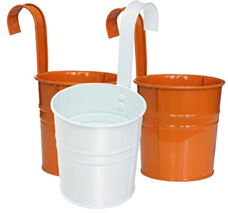 BESPORTBLE 3 Pz vasi per piante arredamento estetico della camera vasi da fiori con ganci metallo secchio di ferro appeso fioriera da giardino a parete pianta in vaso appeso al muro ringhiera