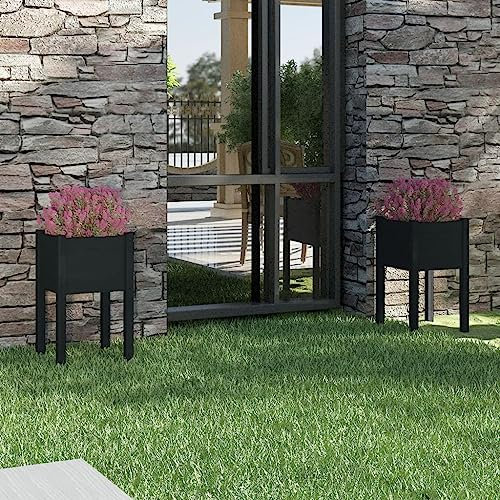 Youuihom Cassetta per Piante Aromatiche Vaso per Orchidea Fioriere da Giardino 2 pz Nere 40x40x70 cm in Legno di Pino Adatta a Balconi, Verande, Giardini e Cortili