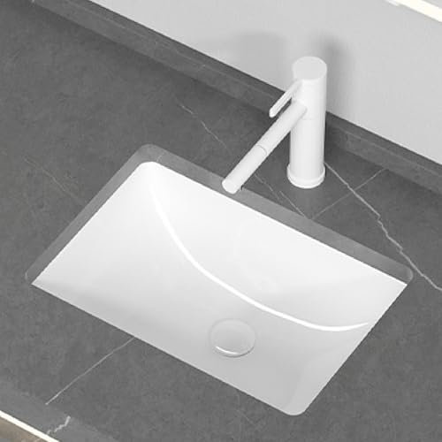 WYRMB Badezimmer-Waschbecken, Keramikwaschbecken, quadratisches Unterbauwaschbecken, eingebettetes Waschbecken für Balkon, Haus, Garten, Bars, Toilette, Hotel, Wohnmobil (weiß 46,5