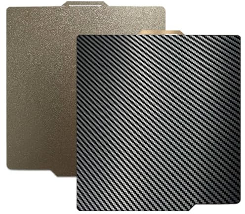 JUUPINE Strukturierte Kohlefaser-PET + strukturierte PEI-Bauplatte 257 x 257 mm, doppelseitige flexible Druckbett-Druckplatte PET + PEI-Folie für Bambulab X1/X1C/A1/X1E/P1P/P1S 3D-Drucker
