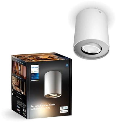 Philips Hue White Ambiance Pillar 1er Spot Erweiterung, inkl. GU10 LED-Lampe, steuerbar via App, kompatibel mit Amazon Alexa (Echo, Echo Dot), weiß, neue Generation