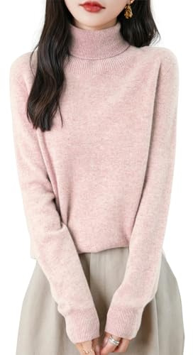 Chanyarn Damer 100 % merinoull polotröja 2024 första linjen Ready to Wear långärmad sömlös stickad elegant tröja, ROSA, S