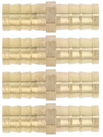 Motoforti Conectores De Latón Para Manguera Conector Recto De Tubería De Latón De 15/32 De 2 Vías Para Aire Agua Aceite Gasolina 4 Piezas