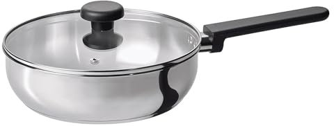 home stuff Premium 24 cm Stainless Steel Sauté Pan with Clear Glass Lid – Durable, Heat-Resistant, Versatile Cookware for Everyday Cooking