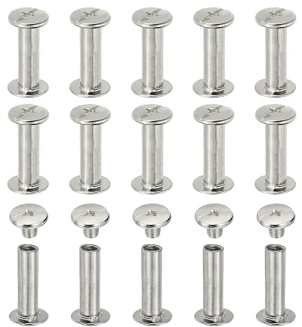 PATIKIL Chicago Screws, 60set M5 x 16mm Carbon Steel Phillips Head Screw Rivets Binding Screws Post Nail Rivet for Leather Belt Bag Backpack Craft Bookbinding, Silver Tone