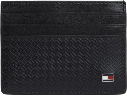 Tommy Hilfiger Herren Kartenetui Emboss aus Leder, Schwarz (Black), Einheitsgröße