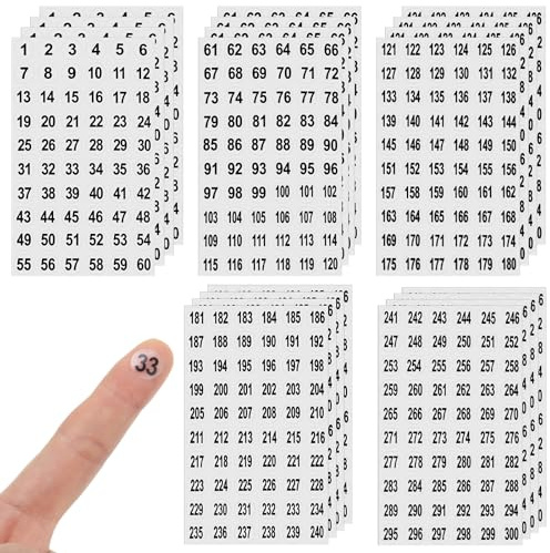 Nogeqi 1200 adesivi con numeri rotondi da 1 a 300, adesivi numerici, numeri adesivi rotondi, numeri adesivi in carta per cartelle, organizzazione dei magazzini e forniture scolastiche