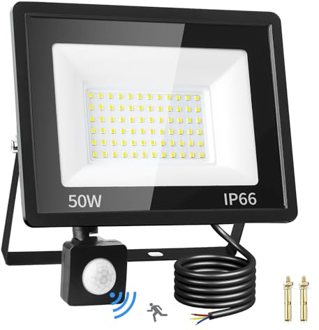 AUXHCYL 50W Security Lights Outdoor Motion Sensor, 4500 Lumens PIR Security Lights, IP66 Waterproof Motion Sensor Outdoor Wall Light, LED Floodlights for Gardens, Garages, Backyard