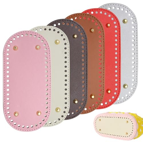 BEELUKY Taschenboden 6 Stück Taschenboden zum Häkeln 22x10cm Tasche Bodenformer Kunstleder Taschenboden PU Leder Boden Tasche Häkeln für Schultertasche DIY-Zubehör Handtasche