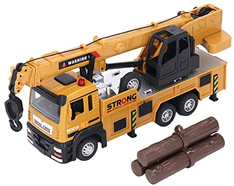 Zerodis Alloy Crane Toy Trucks, Kids Toy Construction Truck Friction Power Mechanical Engineering Vehicle Playset with Simulation Wood Crane Loader Model for Christmas New Year