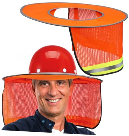 Mipcase 2 Piezas Protector Solar para Casco Seguridad Visera con Malla Transpirable Diseño con Cremallera para Ventilación y Protección Cuello Unidades Fluorescente Naranja