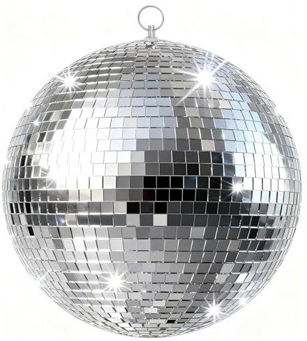 15CM Spiegelkugel,Discokugeln mit Hängendem Ring,Silber Discokugel | Discokugel Deko Aufhängen,für Party Deko Oder DJ-Lichteffekt,Weihnachtsfoto-Requisiten