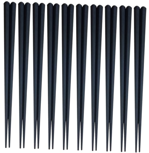 Toyvian Palillos Resistentes al Calor y Antideslizantes Negro Hexagonales Reutilizables de Plástico 10 Pares para Comer Sushi y Arroz para Barbacoa Coreana y Uso Diario