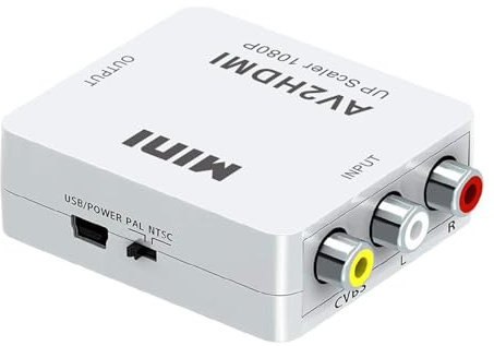 NOVOTECK Convertidor RCA a HDMI,Adaptador AV a HDMI para Audio y Video, Soporta PAL/NTSC 1080P,Compatible con TV/Wii/PC/PS 123/STB/Xbox/VHS/VCR/reproductores