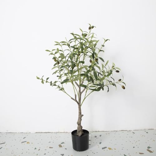 WYWY Plantas Artificiales, Olivo Artificial con Maceta, Gran Planta de Interior simulada, árbol Falso para escaparates y decoración de centros comerciales.(80cm)
