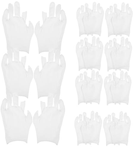 GANAZONO 12 Paare Weiße Baumwollhandschuhe Fingerlos Feuchtigkeitsspendende Pflegehandschuhe für Trockene Hände Flexible Arbeitshandschuhe aus Weichem Baumwollmaterial Vielseitig für