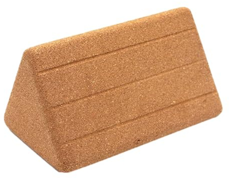 Yogablock av kork – 19,5 x 11 x 11 cm, triangulär naturlig yogasten | Pilates-kursblock | Utökad block med halkfritt handtag | Tillbehör med hög densitet, perfekt för allmänt bruk