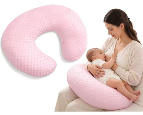 Baby Nursing Pillow Cover, U Shaped Detachable Pillowcase, Newborn Nursing Pillowcase Slipcovers Cushion Cover for Comfortable Nursing Support Baby Pillow (Pink)