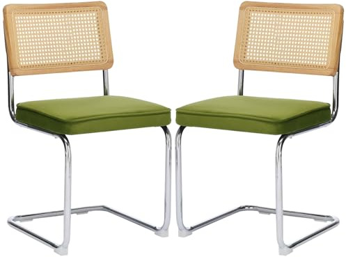 Uptyia Sillas de Comedor con Respaldo de Ratán, Set de 2