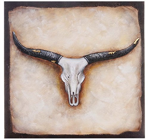 Mendler Ölgemälde Stier, 100% handgemaltes Wandbild Gemälde XL, 100x100cm