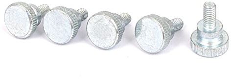 sourcing map M4 x 8 mm Zinklegierung versilbert Schritt Hand Schraube Flat gerändelt Kopf Daumen Schrauben Schrauben 5 PCS de