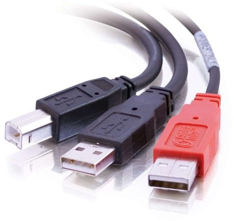 C2G 2M USB-B Stecker auf 2 x USB-A Stecker Y-Kabel, USB 2.0 ideal fÃur die Stromversorgung von Festplatten, Schwarz