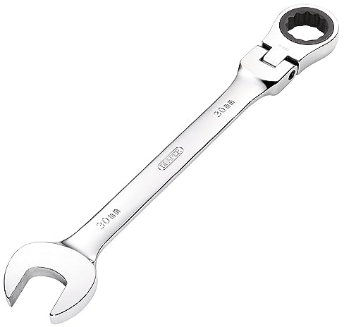 Draper 52027 Hi-Torq Llave combinada de trinquete de cabeza flexible métrica, 30 mm