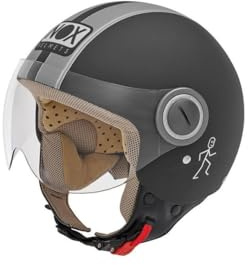 NOX casque jet N210 noir mat bande grise