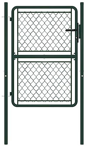 vidaXL Puerta de Valla para Jardín Cancelas Cercado Cerca Entrada Protección Separador Seguridad Patio Terraza Exterior Acero Verde 100x125 cm