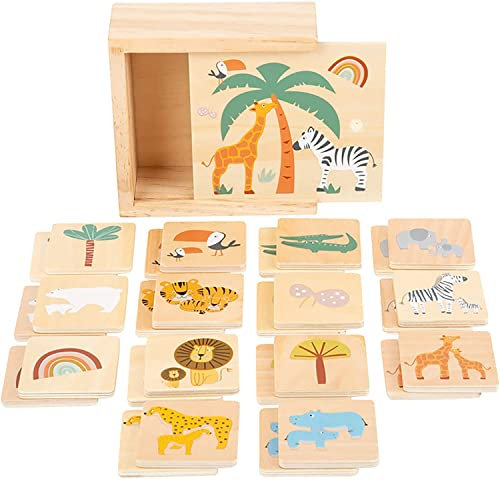 small foot Memo Safari aus Holz, mit Tiermotiven, Spiel- und Merkspaß, mit 28 Karten, ab 3 Jahren, 11696, Mehrfarbig/Meereswellen (Ocean Tides)
