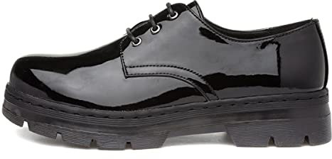 Lilley Ashley Womens Black Patent Lace Up Shoe - Size 8 UK - Black