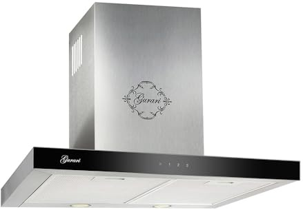 GURARI GCH F 462 IS Prime Wandmontage Dunstabzugshaube 60 cm Edelstahl mit Schwarz Glas, EEK A, Wandhaube 1000 m³/h Motor, Abzugshaube Abluft/UmluftAbluft-,Umlufthaube