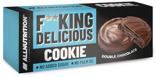 ALLNUTRITION Fitking Deliciosas Galletas de Doble Chocolate - Galletas de Cacao sin Azúcar con Crema de Chocolate - sin Aceite de Palma - Dulces Bajos en Calorías - Snacks Saludables - 128g