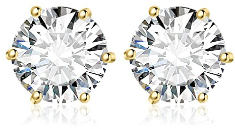 JewelryPalace Runda 6ct Moissanite-örhängen Silver 925 Damer, Smycken Med Simulerade Diamanter Bruden, örhängen Silver Flickor Med ädelstenar, örhängen Små Stenar Present Kvinnor Guldpläterade