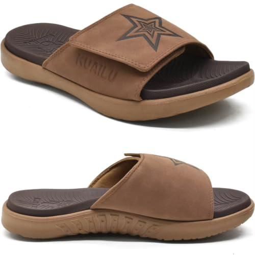 KuaiLu Mens Athletic Slides Orthotic Arch Support Cushioned Sandals