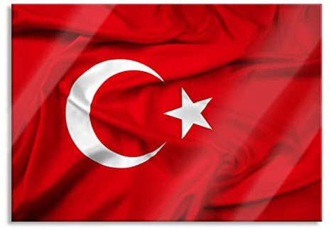 Pixxprint Glasbild, Wandbild aus Echtglas, Turkey flag Türkei Flagge, 80x60 cm, inkl. Aufhängung und Abstandshalter