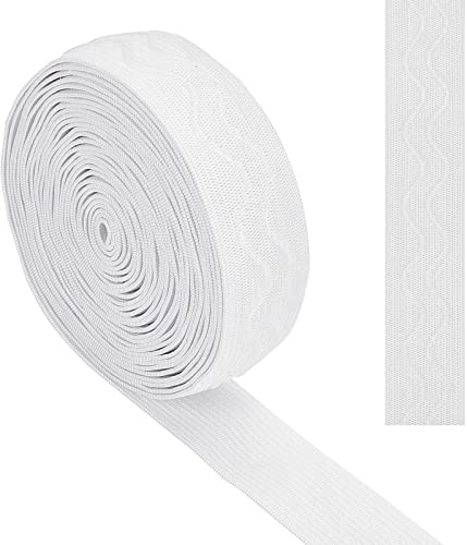 GORGECRAFT 10 Yards Blanc Silicone Pince Élastique Bande dédérapante Caoutchoucs Souples Ondulés 1 25mm Ceinture Élastique Sangle Extensible Ondulé Ruban Boucle pour Vêtement Perruque Vélo Shorts