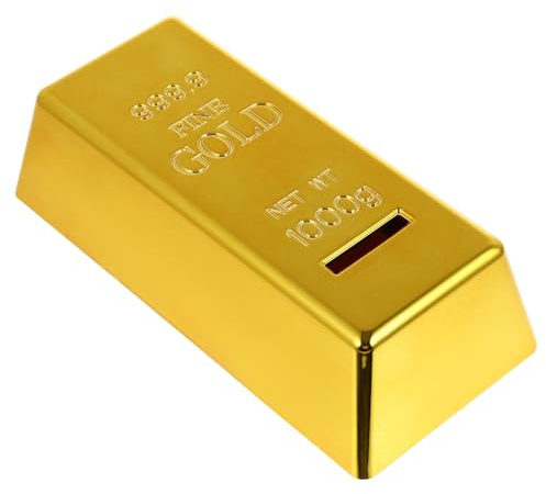 Spielzeug Blockieren Spardose, Barren Sparbüchse mit Schlüssel Schloss (Golden) Spartopf