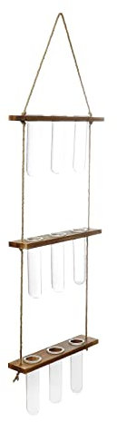 Hydrokultur-Pflanzenvase, Reagenzglas, Vase, Holz, Wandbehang, Pflanzgefäß, rustikales Holz, 3 Schichten