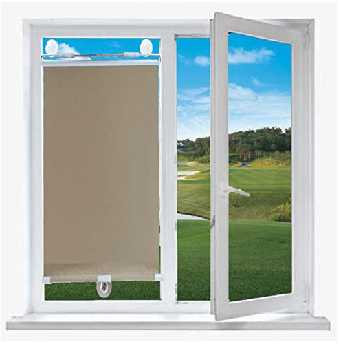 Xrdbfd Verdunkelungsrollos, Sonnenschutzrollos Mit Saugnäpfen, Thermorollos Für Dachfenster/türen, Seitenzugrollo, Temporäre Jalousien, Ohne Bohren,Gold-65x125cm(25.6 * 49.2in)