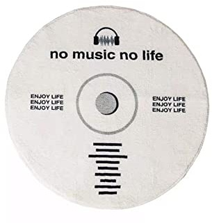 Wokii CD-Disc-Bodenmatte, Musikaufzeichnung, schwarzer runder Teppich, kreativer CD-förmiger Teppich, runder Teppich, rutschfeste Bodenmatte, Teppich für Schlafzimmer, Wohnzimmer, Heimdekoration