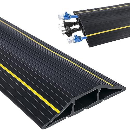 Fussboden Kabelkanal,Hochwertige Modular gefertigte Schlauchbrücke Boden Kabelbrücke,Rohrleitung zum Schutz von Kabelwegen,3M Boden Kabelbrücke eignet Sich für Familien, Büros,Studios (Black, 6M)